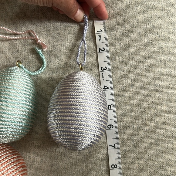 Cottagecore Pasel Rope Wrapped Easter Egg Ornaments Made in India - Picture 7 of 8